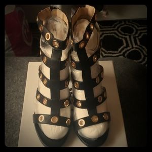 Sexy Black and Gold Sandals